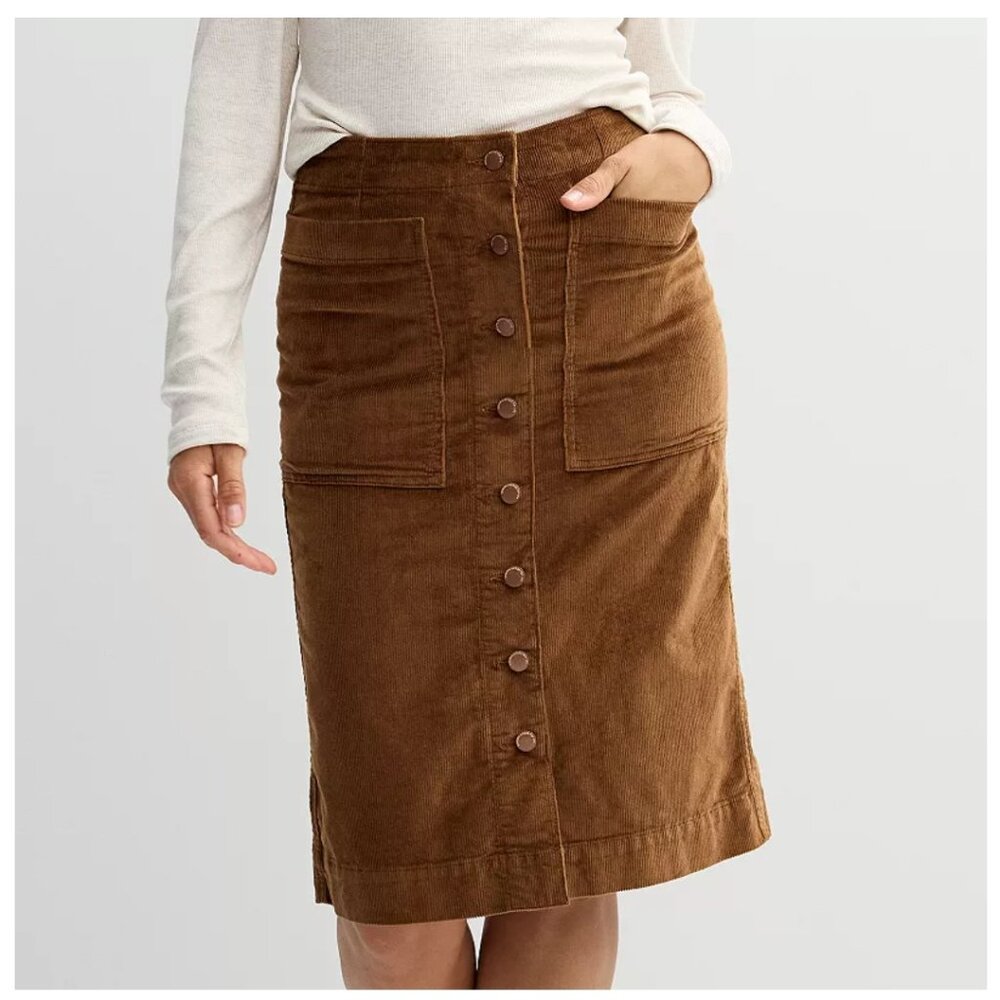 Women's Sonoma Goods For Life® Button-Front Corduroy Skirt